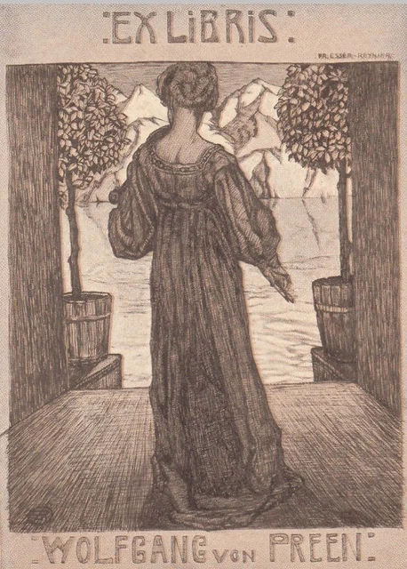 Exlibris Bookplate Heliogravüre Franziska Esser-Reynier Wien Frau Berge