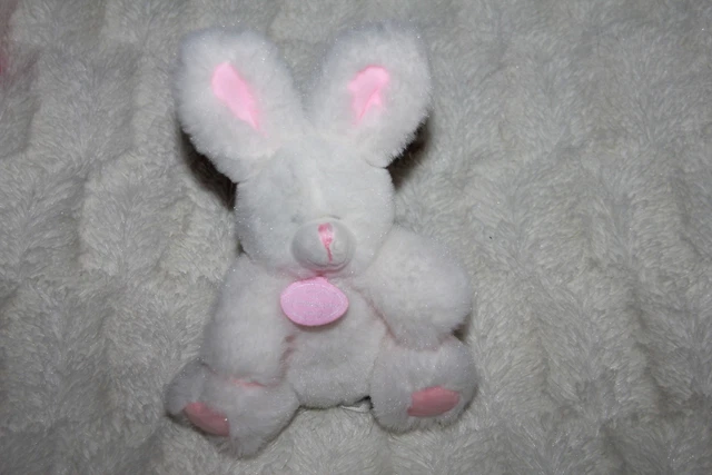 Doudou Et Compagnie Lapin Blanc Rose Hochet Grelot  Neuf