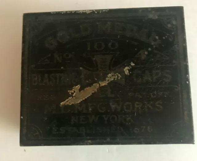 "Rare" Antque Gold Medal No. 4 Blasting Cap Tin-Mining Explosives New York  1876