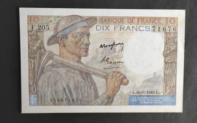 France Billet de 10 Francs Mineur du 30 /06/1949 dernière date F.205 ref F.08/22