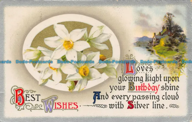 R062497 Greeting Postcard. With Best Wishes. Flowers. Wildt and Kray. 1911