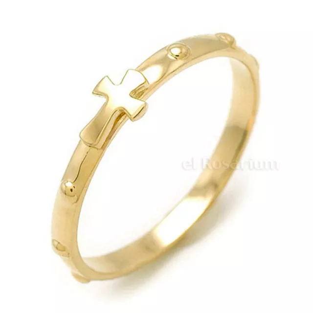 Rosary Ring PR75-15 10K Real Solid Gold Catholic Christian Ring (US 4 ~ 11)