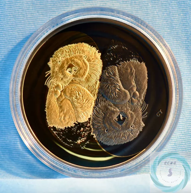 2022 $20 Canada 1oz Silver Black & Gold The Sea Otter Matte Proof Finish Coin