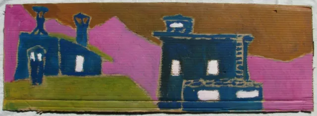 Davide BAROGGI (Locarno 1974) Nuovo Selvaggio PAESAGGIO IN BLU E ROSA cm 35x100