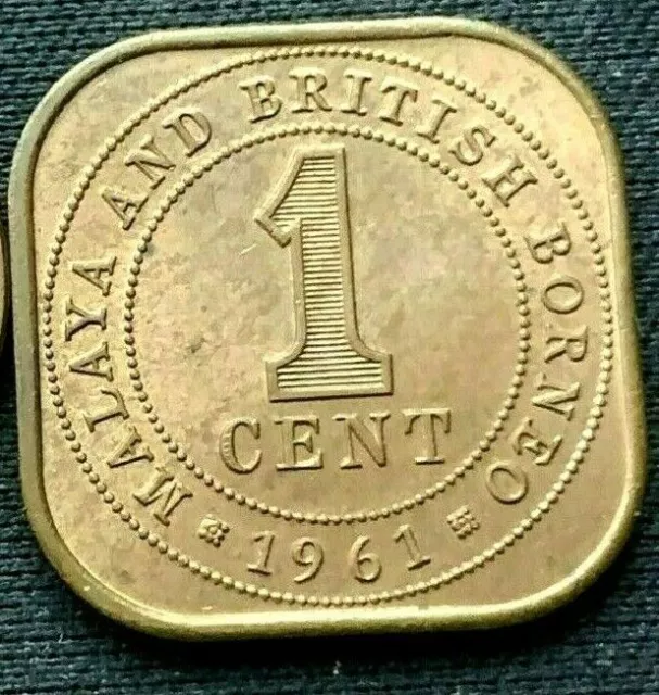 1961 Malaya British Borneo 1 Cent Coin BU UNC        #C454