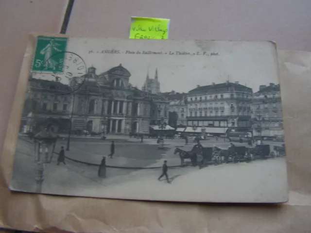 carte postale  vers  1900 angers place du ralliement