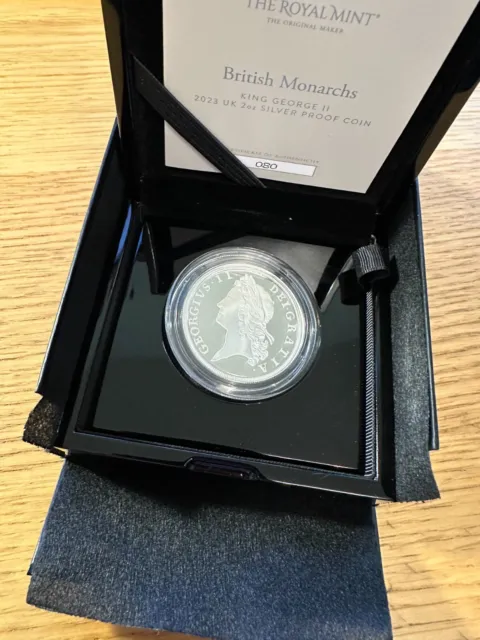 2023 Silver Proof British Monarchs King George II 2oz UK £5 Five Pounds 080