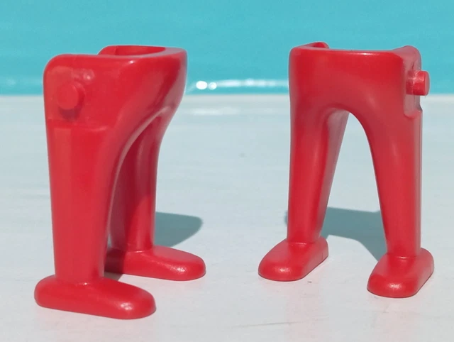 Pièces Détachées Playmobil - 2 Jambes Rouges Bombées - Pour Soldats, Pirates - Occasion