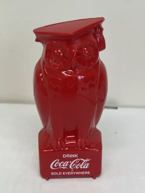 VINTAGE 1960's DRINK COCA COLA RED PLASTIC OWL BANK U.S.A.