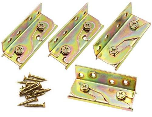 4 Pcs Bed Rail Brackets Sets Heavy Duty Non-Mortise Bracket Fastener with Screws