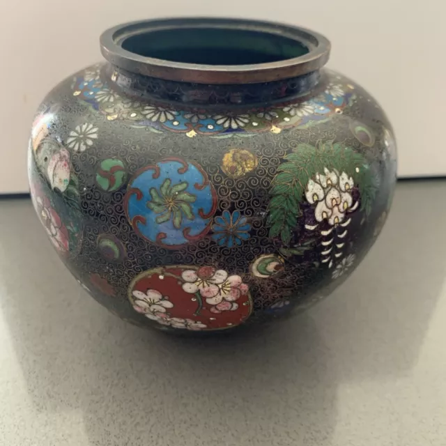 Rare Enamel Japanese Cloisonné Jar