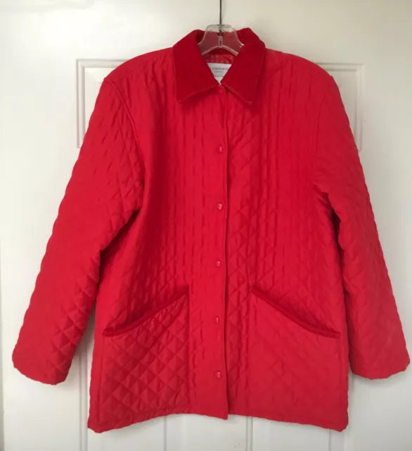 Liz Claiborne Womens Red Quilted Jacket Lined Snap Close Polyester Sz M Lizsport