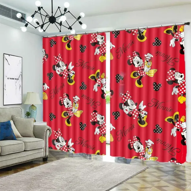 Red Spot Mickey Mouse 3D Curtain Blockout Photo Printing Curtains Drape Fabric
