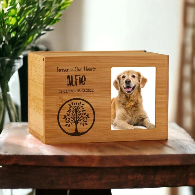 Urna cremazione commemorativa in legno personalizzata con foto albero della vita PM-14