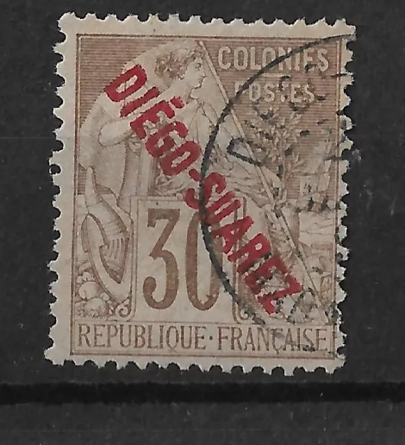 FRANCE DIEGO SUÁREZ 1892 30c MARRÓN SOBRE BISTER Yvert #21 ROJO EMBALAJE ORIGINAL USADO CV$925