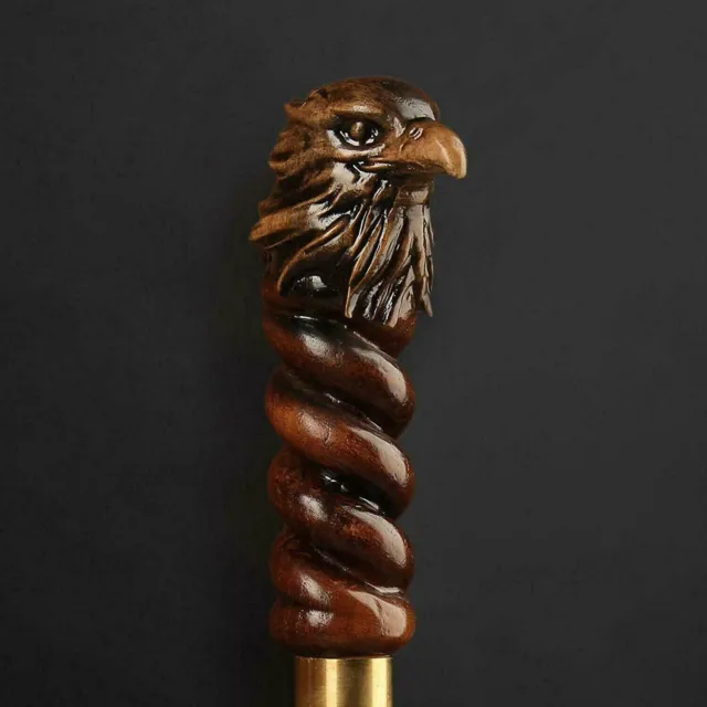 Eagle Head Hand Carved Handmade Handle Wooden Walking Stick Cane Hiking designer
