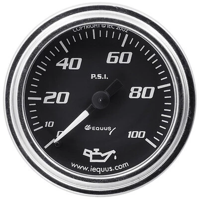 Equus 2.0 Dia Oil Pressure Gauge Chrome 0-100psi - E7244