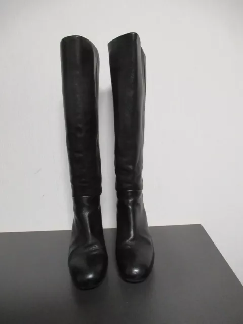 256/11 ECCO Damen Stiefel Gr. 39 schwarz  Leder Absatz 7,5 cm warm gefüttert