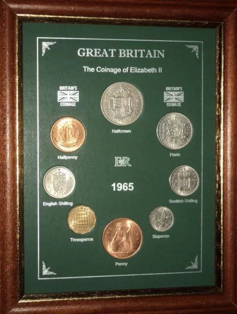 FRAMED 1965 COIN GIFT SET (RETRO 59th BIRTHDAY BIRTH YEAR / WEDDING ANNIVERSARY)