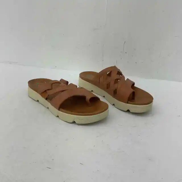 Bare Traps Brown Leather Slide Sandals - Women's Size 9