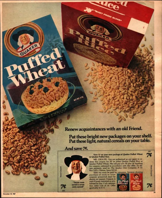 1967 The Quaker Oats Company Puffed Wheat Vintage Print Ad d5