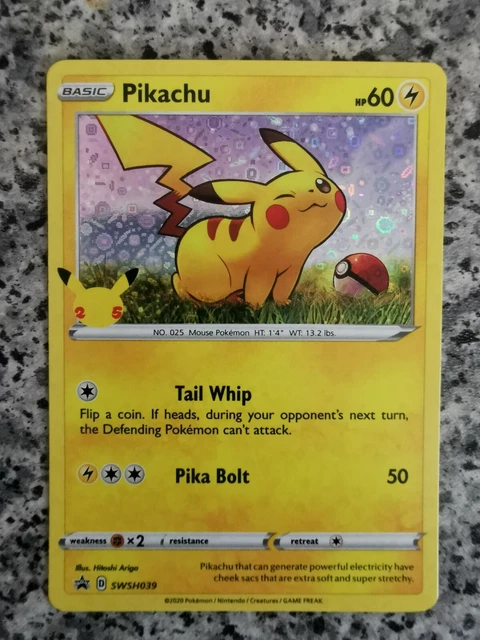 General Mills Pikachu 25th Anniversary Stamp Promo Pokemon Card SWSH039 US