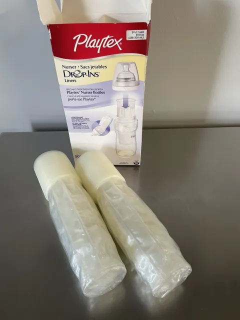 Playtex Baby Nurser System Drop-ins Soft Bottle Liners 8-10 oz 50 Count OPEN BOX