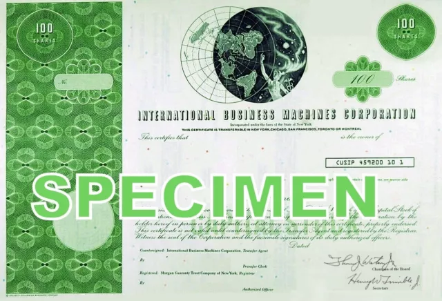 🟢 PERSONALIZED IBM Stock Certificate Novelty on Card Stock 🟢