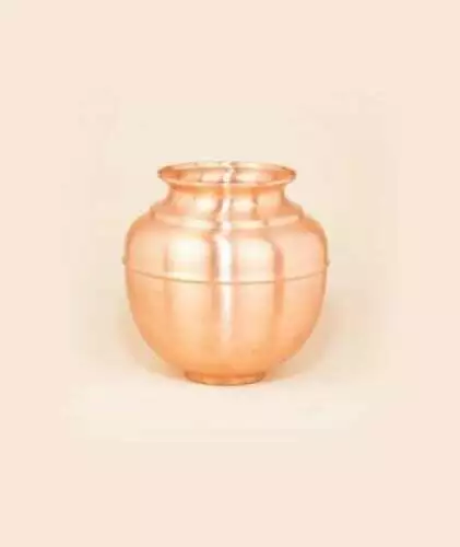 Isha Cobre Agua Almacenamiento Olla (Jeevarasam ), 5 Litros Con Tapa Superior