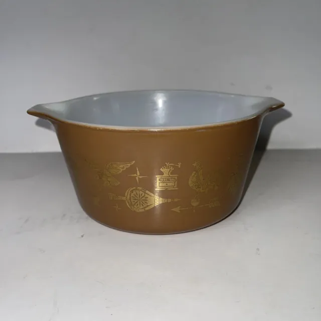 Vintage Pyrex Early American Butterfly Bowl 1 Qt - Brown Gold - Americana MCM