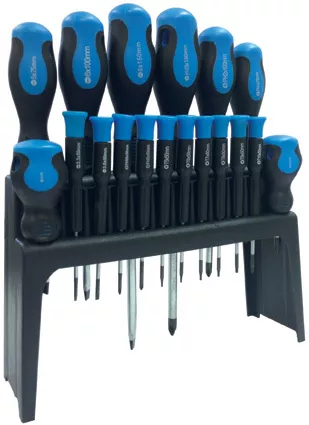 18 Pce CRV Anti Slip Magnetised Tips Screwdriver Set Tool Kit with Storage Rack