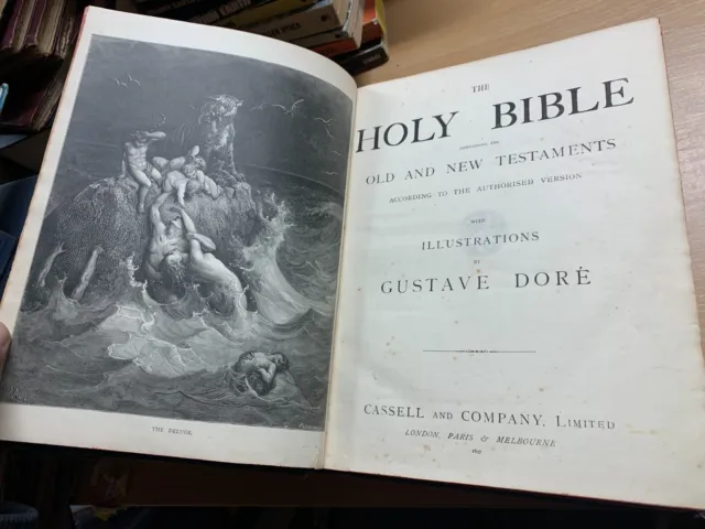 *Rare* 1897 Holy Bible Gustave Dore Artwork Old & New Testaments Book (Ev5)