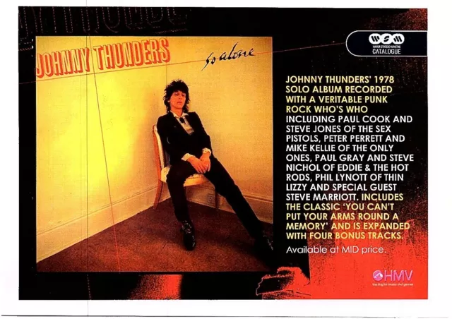 (Moj11) Advert 5X9" Johnny Thunders, So Alone Album