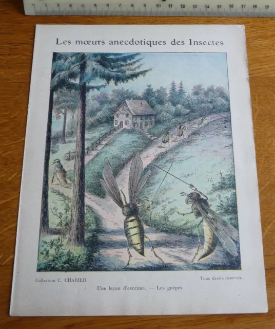 Ancien Protège-cahier Couverture "UNE LECON D'ESCRIME - LES GUEPES"