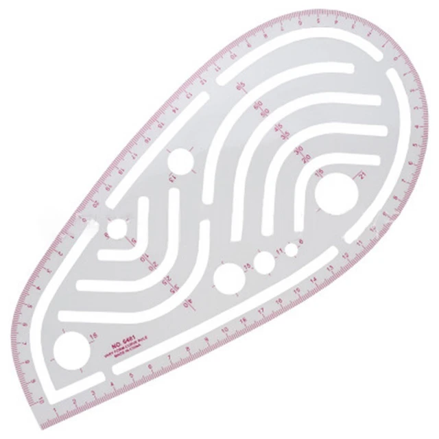 1 pieza, línea de orificio de brazo curva acrílico transparente para dibujo costura cortadora herramienta