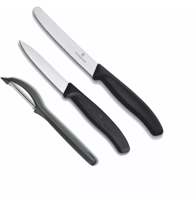 VICTORINOX Küchenset 3tlg. Gemüsemesser Tomatenmesser Schäler - schwarz