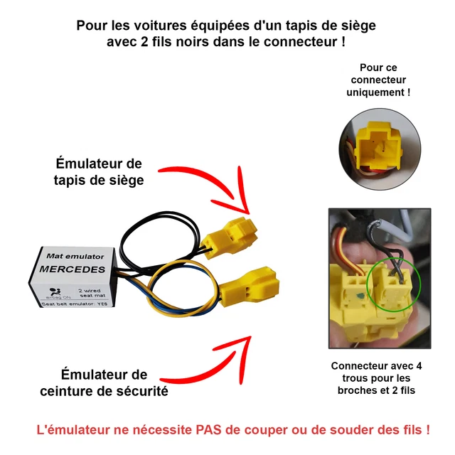 Émulateur Capteur Siège Passager Pour Classe A W176 (2012-2018) & Classe B W246 (2011-2018) - Contourne L'erreur Airbag, Avec LED