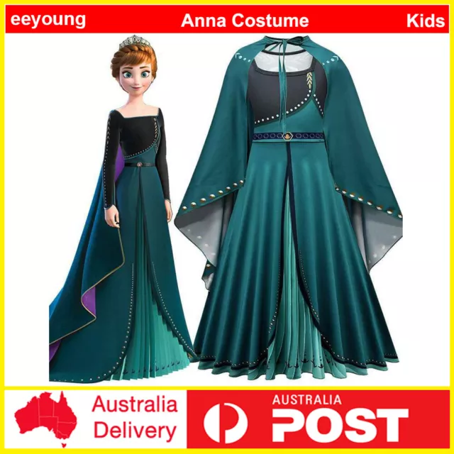 Girls Frozen2 Queen Elsa Anna Cosplay Dress Halloween Party Fancy Costume Outfit