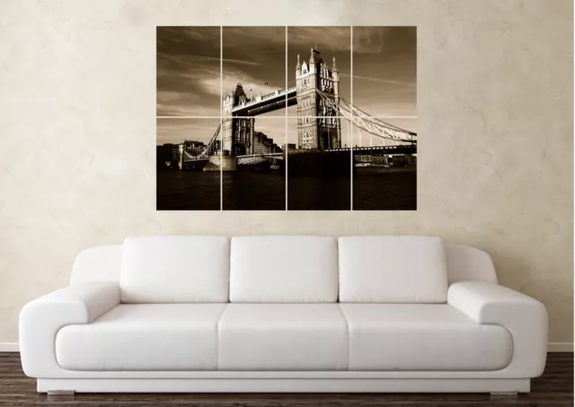 Large London Bridge River Thames Wall Poster Art Picture Print