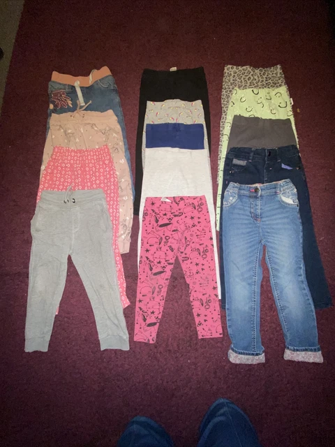 girls clothes bundle age 3-4 years trousers jeans joggers leggings - 14 Pairs