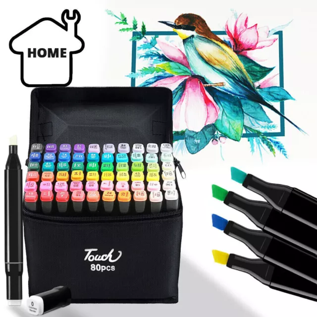 24/81 Colour Brush Pens Set Dual Tips Soft Fine Art Markers Drawing Watercolour