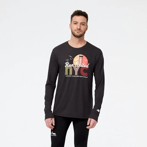 New Balance Men's United Airlines NYC Half Run United Graphic Long Sleeve Black New Balance Men's United Airlines NYC Half Run United Graphic Long Sleeve Black