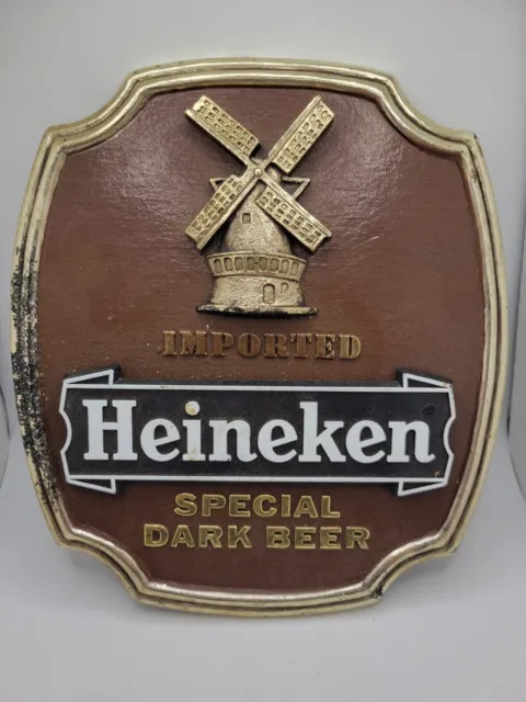 Vintage Heineken Imported Special Dark Beer Wall Display Bar Sign!