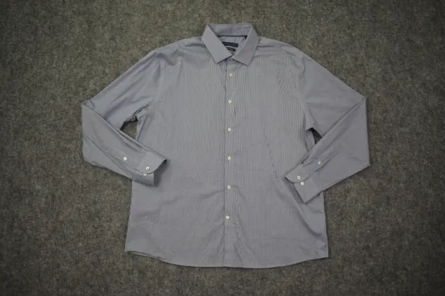Tommy Hilfiger Shirt Adult XL Slim Fit Blue Flex Supima Stretch Button Up Mens
