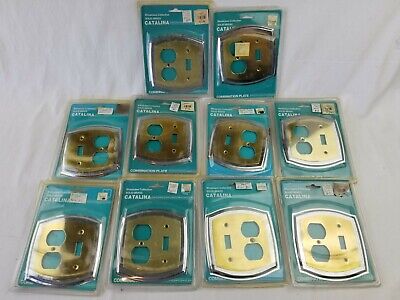 LOT of 10 CATALINA BRASS SINGLE LIGHT SWITCH PLATE OUTLET COVERS COMBINATION NOS