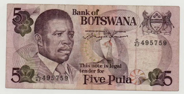Botswana 5 Pula 1992 Pick 11 Look Scans