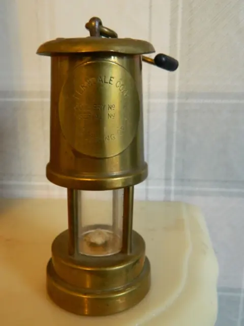 Miniature " FERNDALE COAL & MINING Co. " Brass  Miners Lamp 5" ( 12.5 cm ) Tall