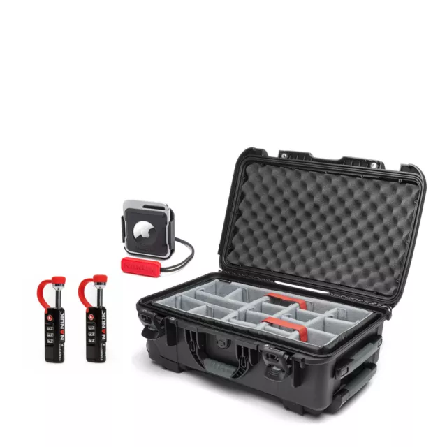 Nanuk 935 Waterproof Hard Case with Wheels Black with Airtag Holder Bundle