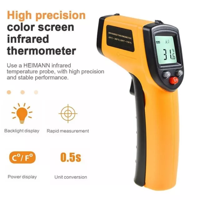 -50 +380°C Industrie Laser Infrarot Thermometer Pyrometer Temperaturmessgerät ! 2