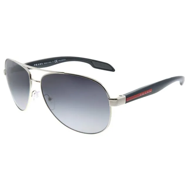 Prada Linea Rossa Lifestyle PS 53PS 1BC5W1 Steel Metal Aviator Sunglasses